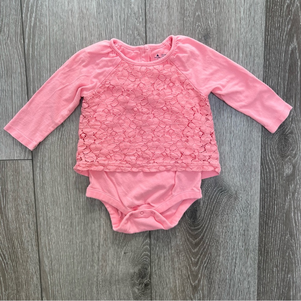 BABY GAP LONG SLEEVE SHIRT BODYSUIT PINK 6-12MO